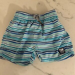 TOM & TEDDY Stripe Swim Trunk, Ocean size 1/2